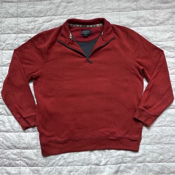 Pendleton Men's Red Fleece Lined Inner Quarter Zip Sweater Shirt - Large - Picture 1 of 9